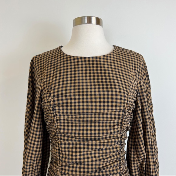 Zara Bloggers Fave Check Draped Balloon Sleeve Mini Dress M - Picture 7 of 9
